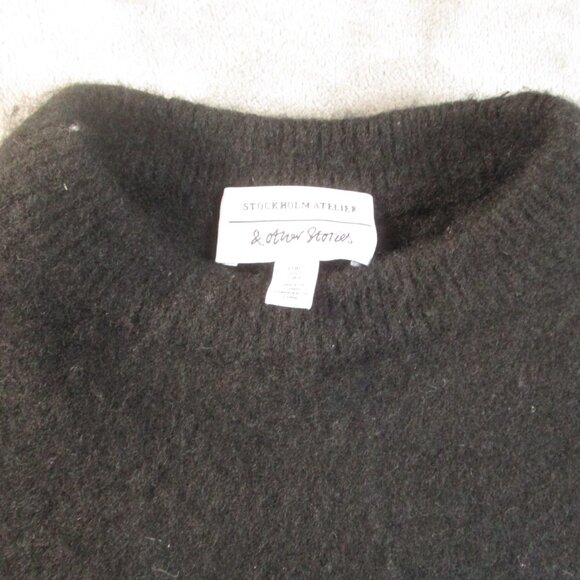Stockholm Atelier & Other Stories Crewneck Sweater Women Small Black Wool Preppy - Picture 5 of 12